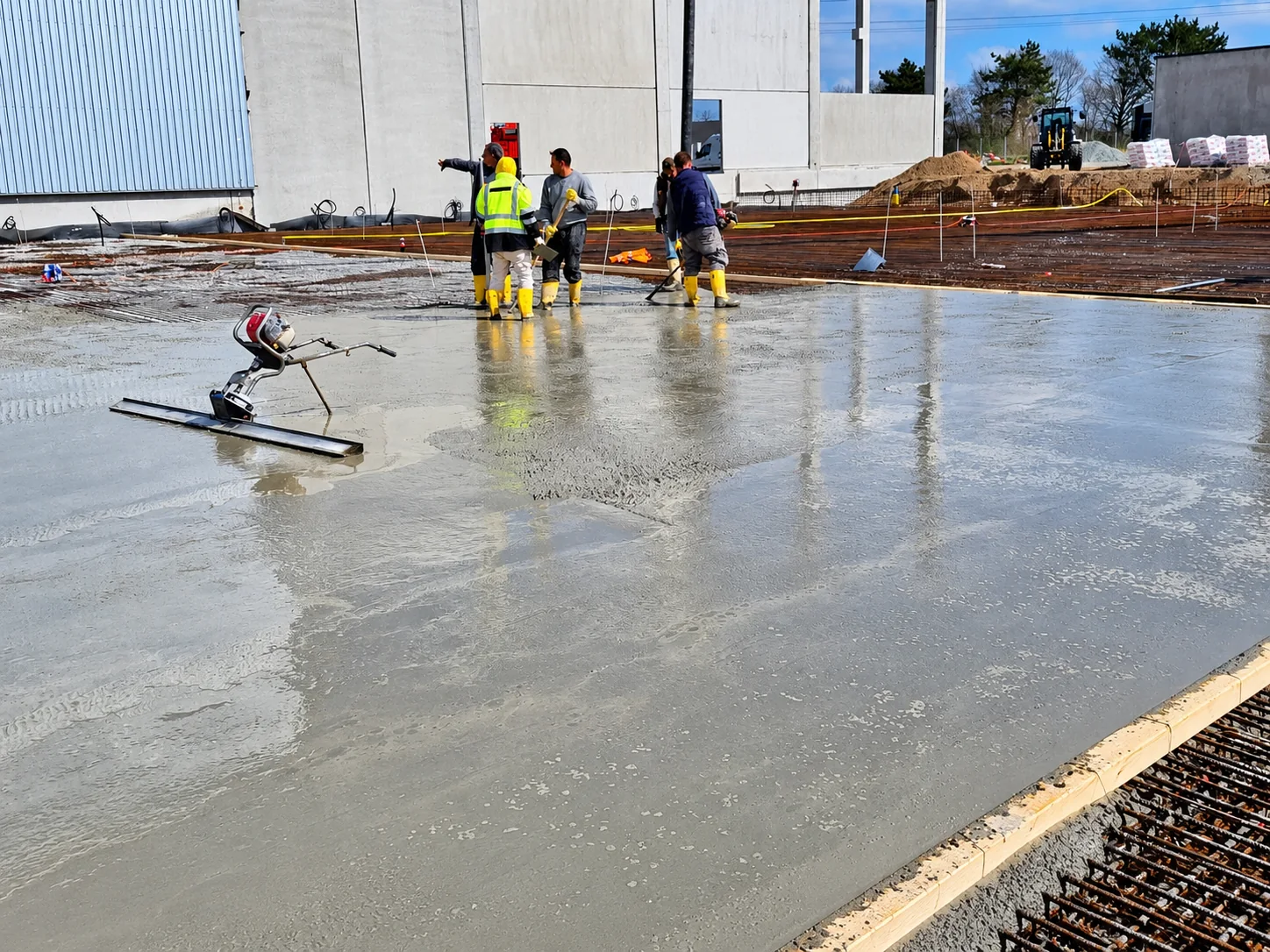 BERZAN Team beim Betoneinbau auf einer großflächigen Baustelle